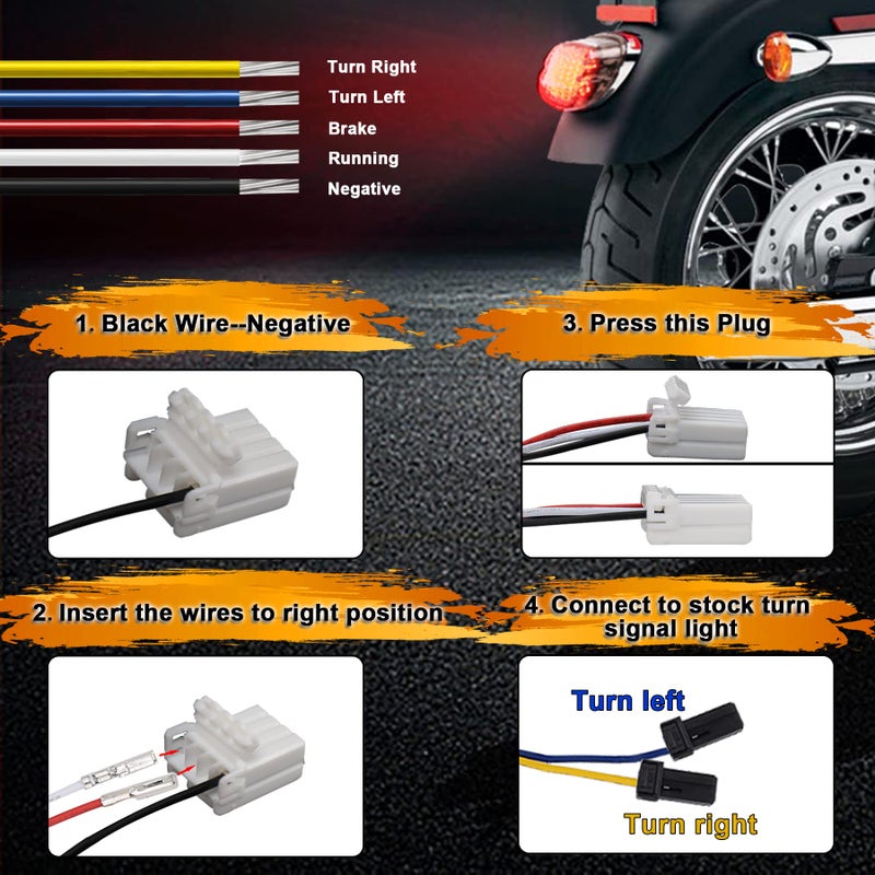 MOVOTOR Tail Light Led Integrated Turn Signal Brake Running Light Low Profile Smoked Rear Light Compatible with Harley Sportster 883 1200 Dyna Road King Electra Glide - Image 5